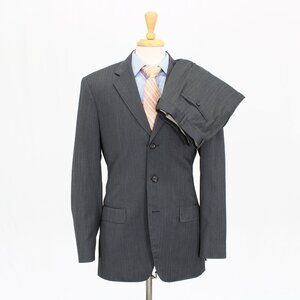 Bespoke 40L 33x32 Gray Herringbone 3-Button Suit R251